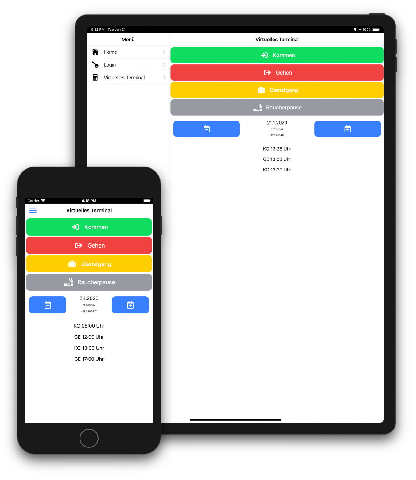 planzeit App geöffnet auf iPhone und iPad